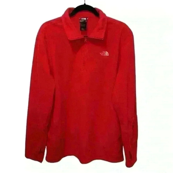 The North Face 1/4 Zip Red Long Sleeve Performance Fleece Mens Size Large - Picture 2 of 9